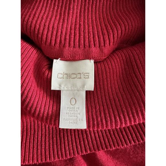 Chico's Red Cowl Neck Long Sleeve Lightweight Sweater 0 Small Minor Flaw - Picture 6 of 8
